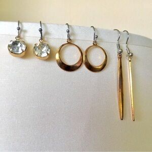 LP Vintage 60s Bundle 3 Brass Rhinestone Earrings